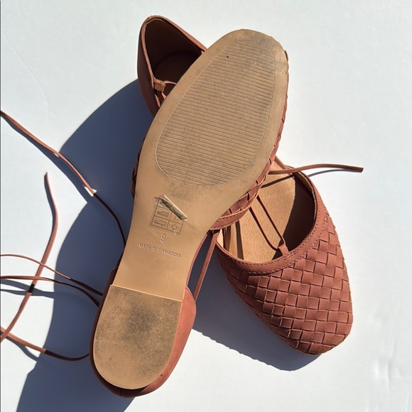 Like New Madewell Celina Woven Ankle-Tie Flats in Nubuck Leather Women's size 9 - Picture 5 of 6